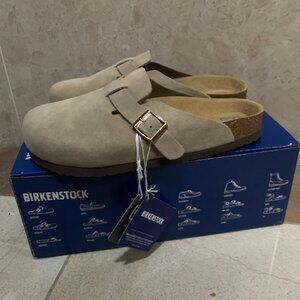 NEW Birkenstock Boston Suede Leather Taupe Clogs